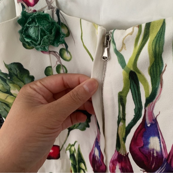 Dolce & Gabbana Square Neck Vegetable Print Midi Cady Dress 2018 XS / IT 36 - Picture 13 of 16